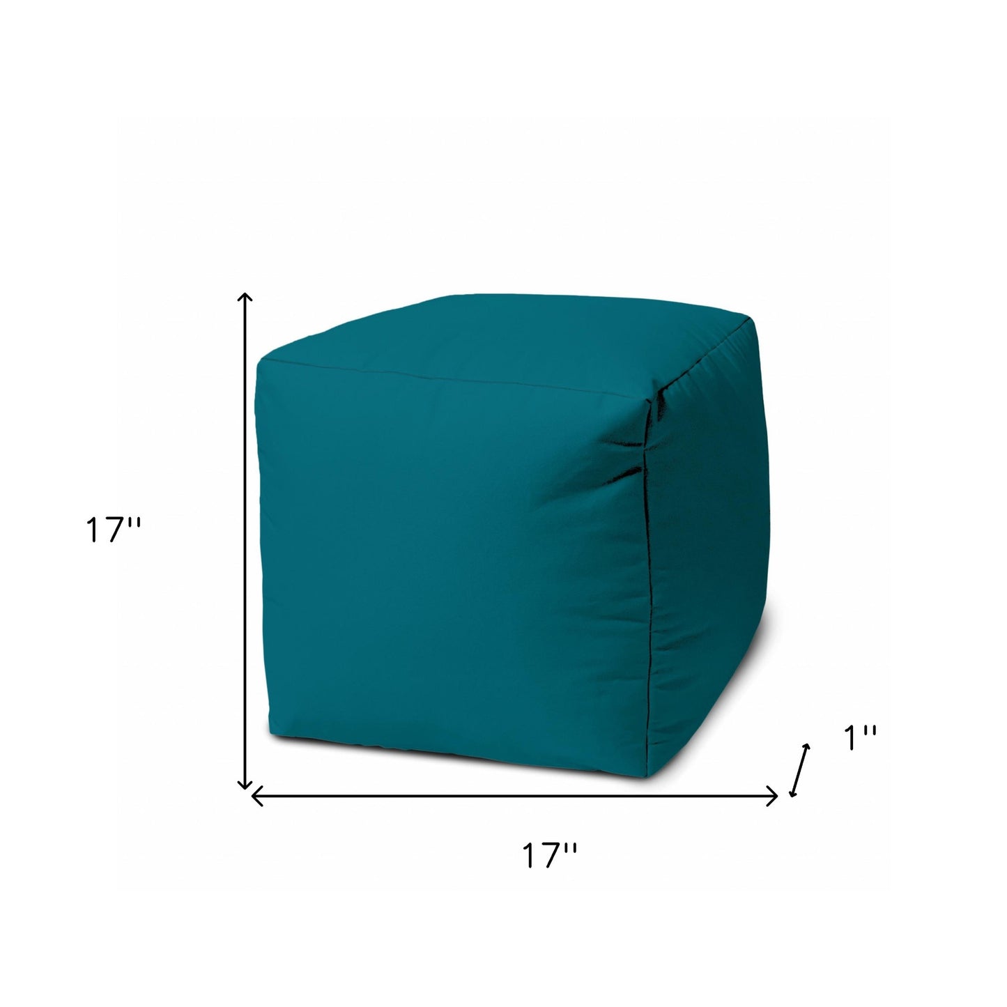 17" Cool Dark Teal Solid Color Indoor Outdoor Pouf Cover