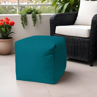 17" Cool Dark Teal Solid Color Indoor Outdoor Pouf Cover