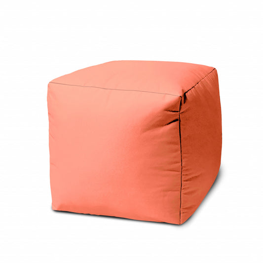 17" Cool Flamingo Coral Solid Color Indoor Outdoor Pouf Cover