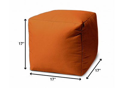 17" Cool Orange Solid Color Indoor Outdoor Pouf Cover