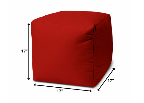 17" Cool Primary Red Solid Color Indoor Outdoor Pouf Cover