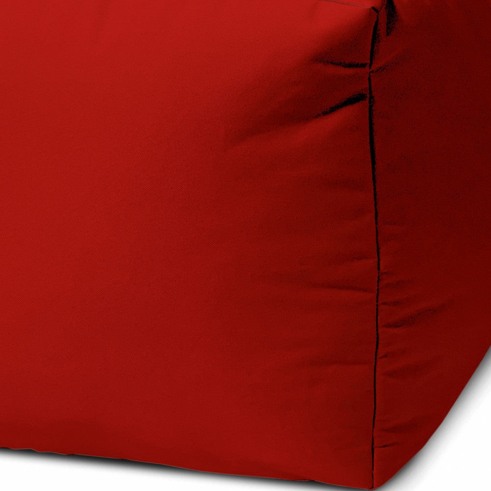 17" Cool Primary Red Solid Color Indoor Outdoor Pouf Cover