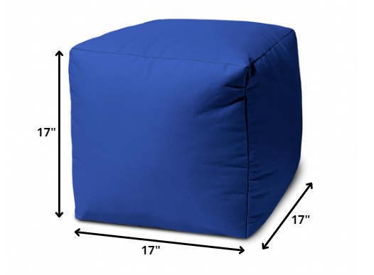 17" Cool Primary Blue Solid Color Indoor Outdoor Pouf Cover