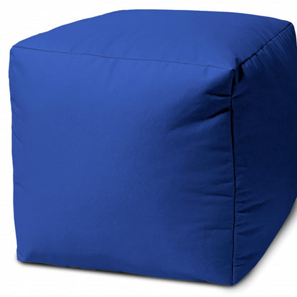 17" Cool Primary Blue Solid Color Indoor Outdoor Pouf Cover