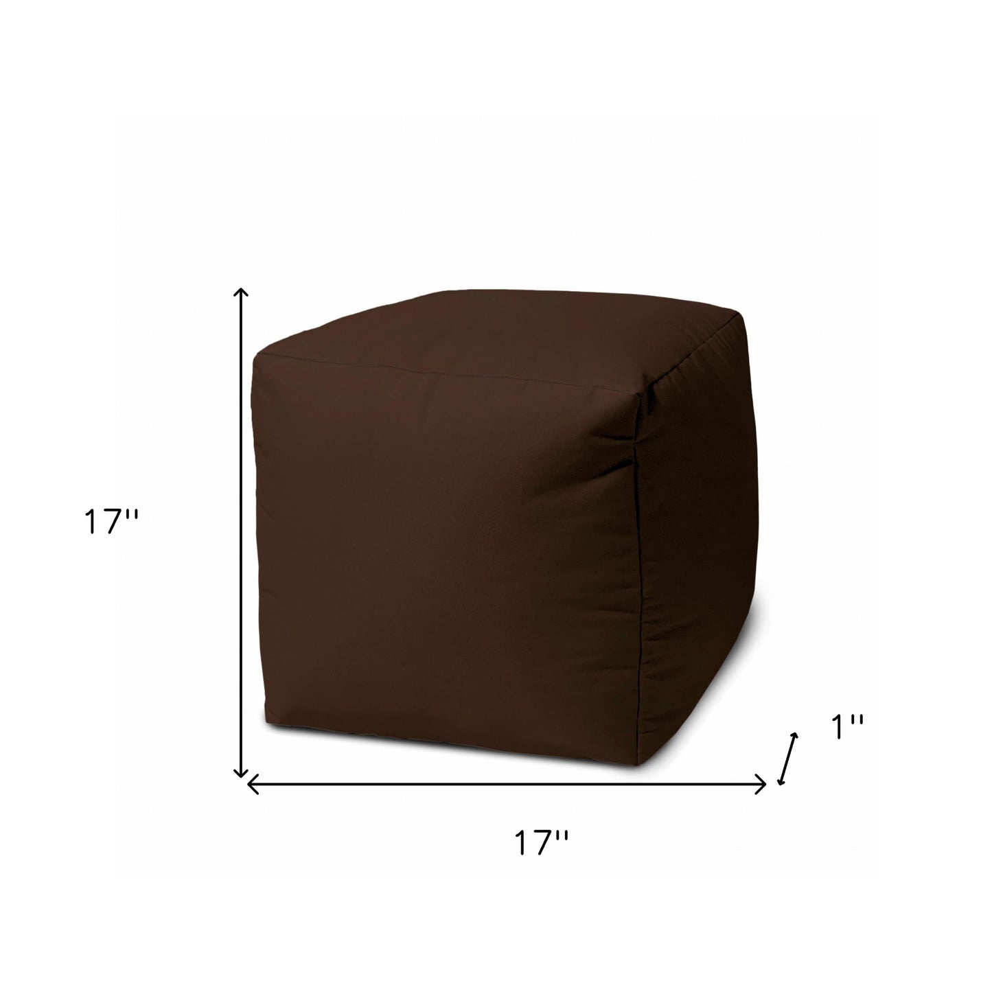 17" Cool Dark Chocolate Brown Solid Color Indoor Outdoor Pouf Cover