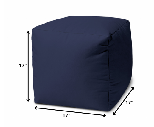 17" Cool Warm Indigo Blue Solid Color Indoor Outdoor Pouf Cover