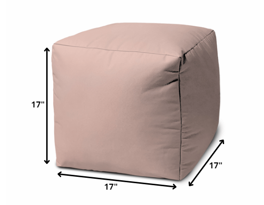 17" Pale Pink Canvas Cube Outdoor Pouf Cover