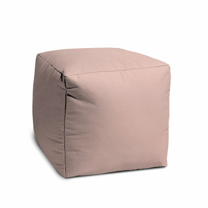 17" Pale Pink Canvas Cube Outdoor Pouf Cover