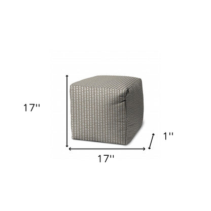 17" Taupe Cube Geometric Indoor Outdoor Pouf Cover