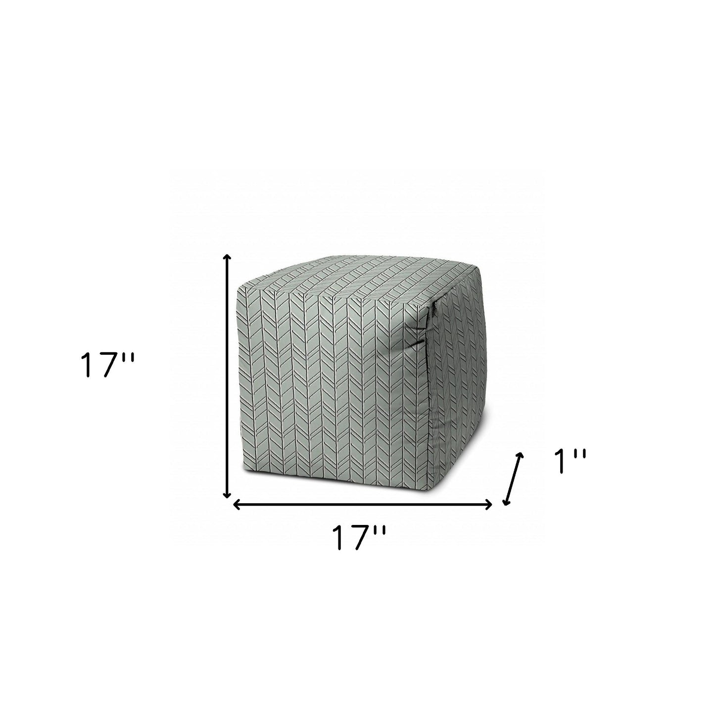 17" Green Cube Geometric Indoor Outdoor Pouf Cover