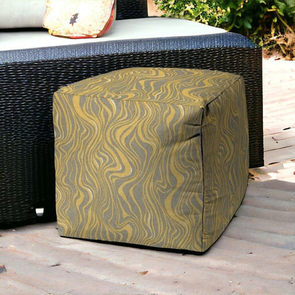 17" Yellow Cube Abstract Indoor Outdoor Pouf Cover