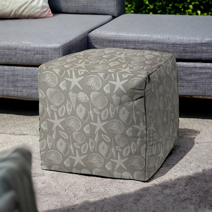 17" Gray Cube Indoor Outdoor Pouf Cover