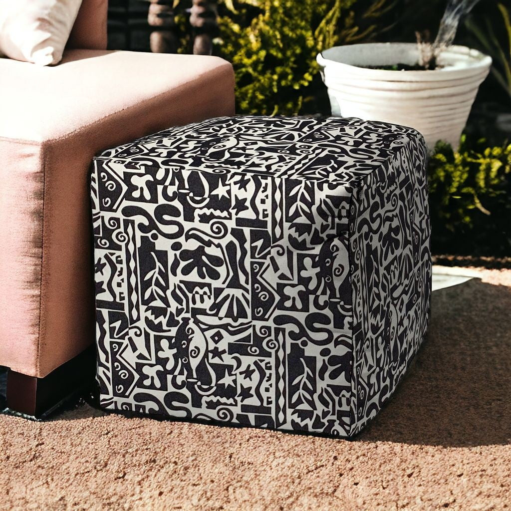 17" Black Cube Geometric Indoor Outdoor Pouf Cover