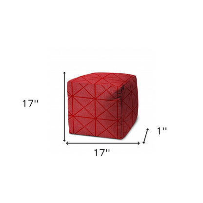 17" Red Cube Geometric Indoor Outdoor Pouf Cover