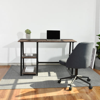 Modern Home Office Computer Table With Storage Shelves - Vintage Brown