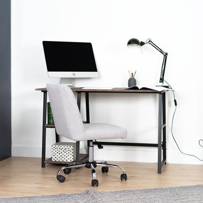 Modern Home Office Computer Table With Storage Shelves - Vintage Brown