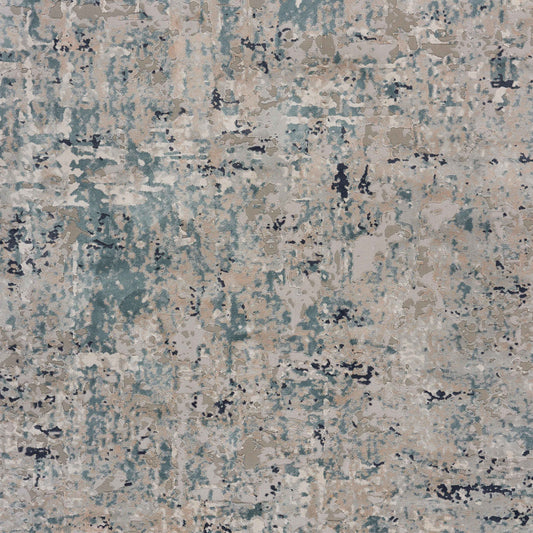 10' X 13' Gray Blue Taupe And Cream Abstract Distressed Stain Resistant Area Rug