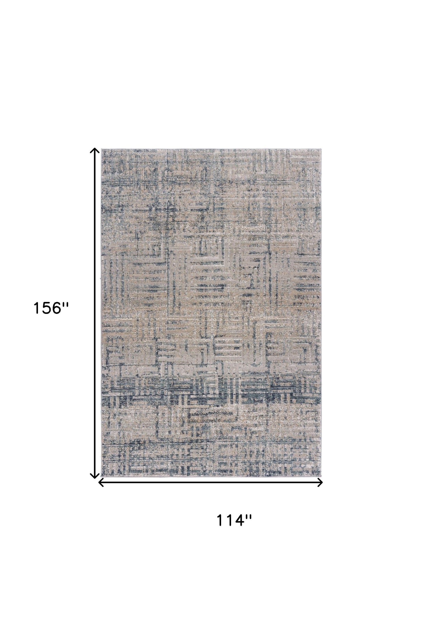 10' X 13' Cream Blue And Ivory Geometric Distressed Stain Resistant Area Rug