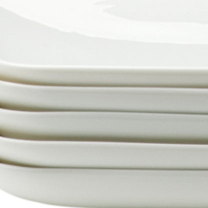 White Six Piece Rectangle Porcelain Service For Six Dinner Plate Set