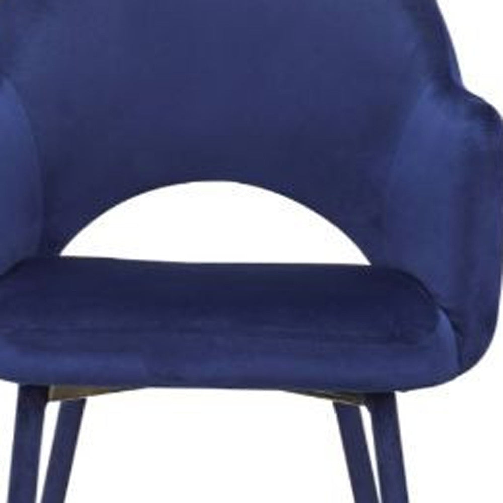 22" Ocean Blue Velvet And Gold Solid Color Parsons Chair