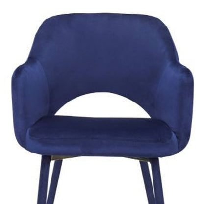 22" Ocean Blue Velvet And Gold Solid Color Parsons Chair