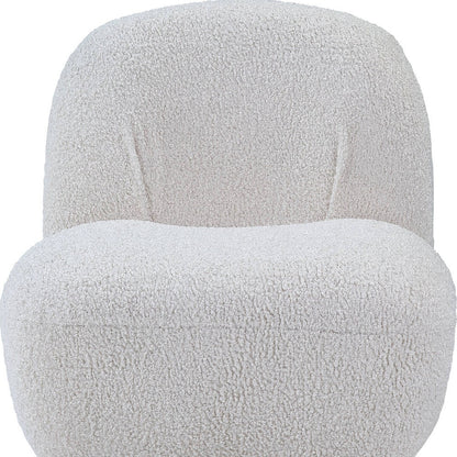 32" White Sherpa Swivel Slipper Chair