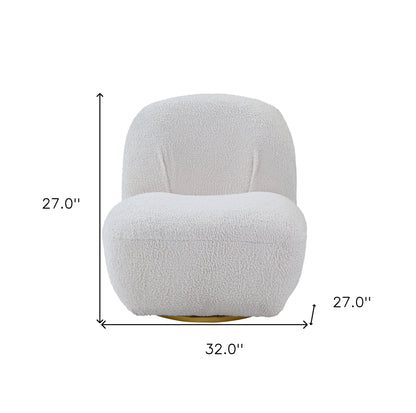 32" White Sherpa Swivel Slipper Chair