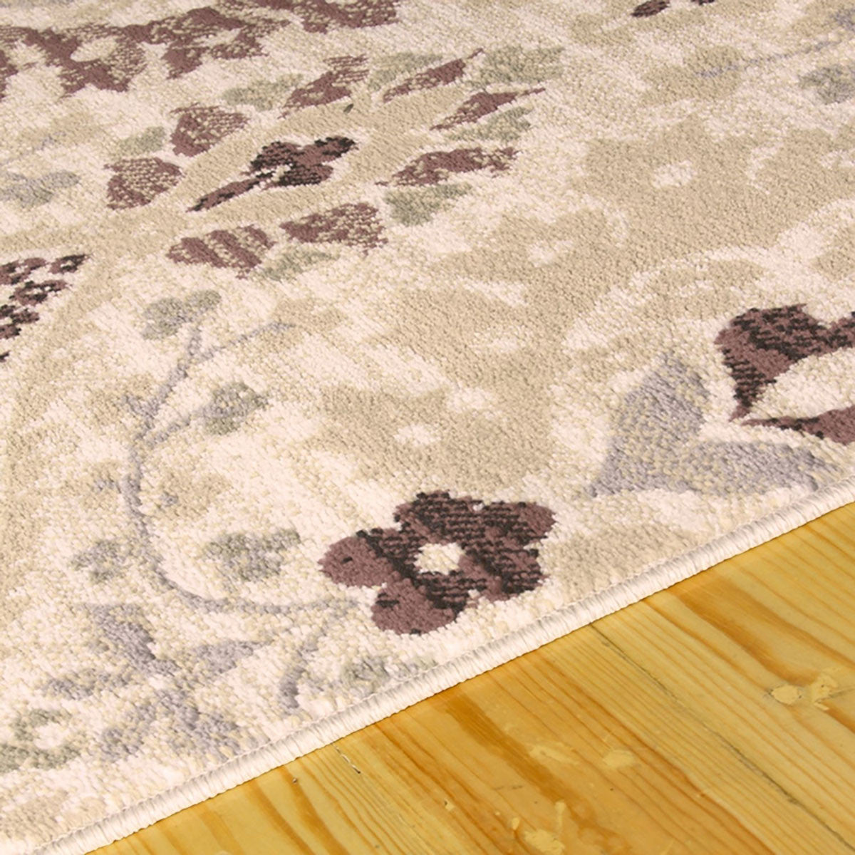 10' Beige Ivory And Brown Floral Stain Resistant Runner Rug