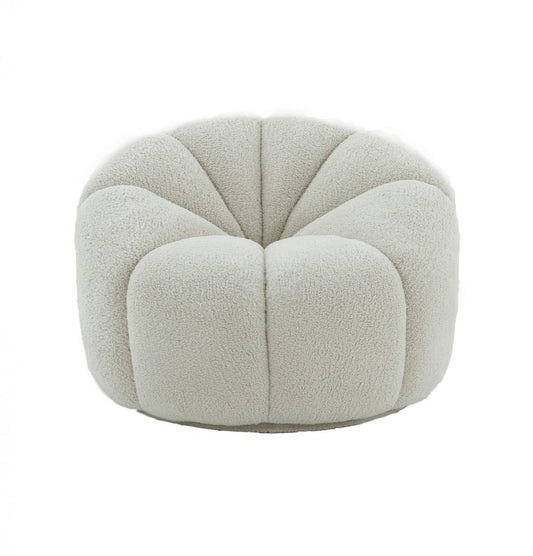 38" White Sherpa Lounge Chair