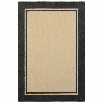 2' x 3' Beige and Black Stain Resistant Indoor Outdoor Area Rug