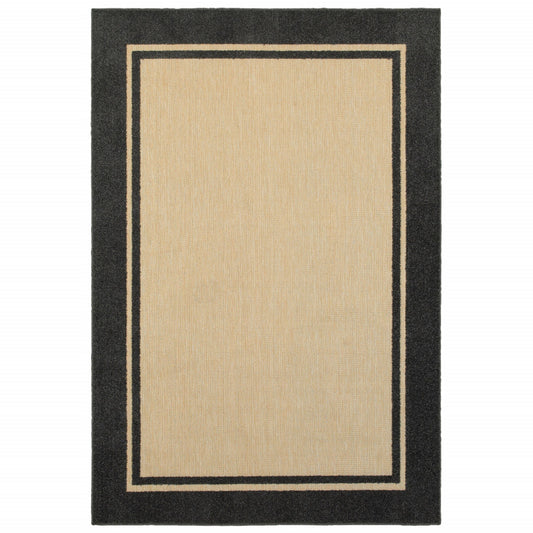 2' x 3' Beige and Black Stain Resistant Indoor Outdoor Area Rug