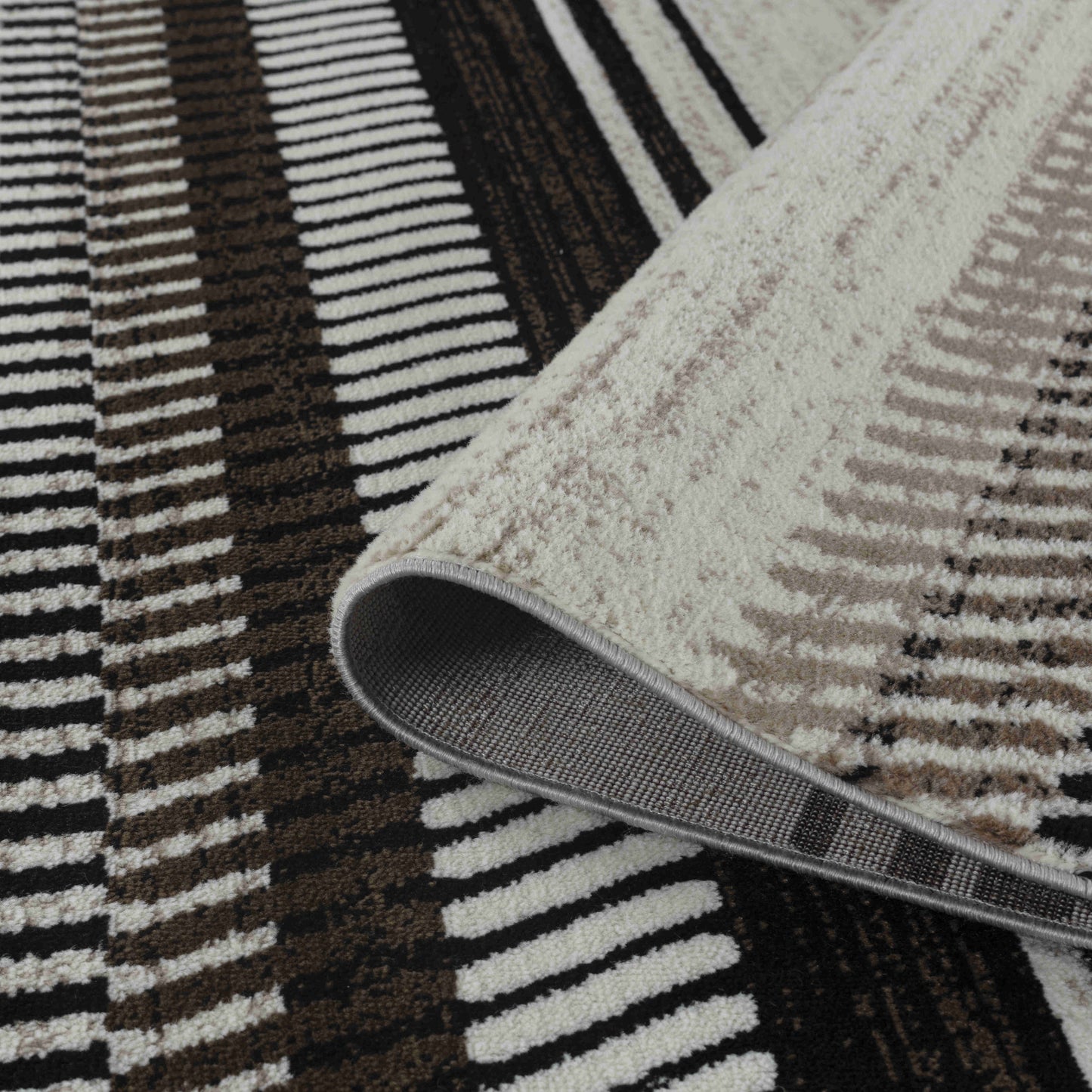 8' X 11' Beige Striped Area Rug