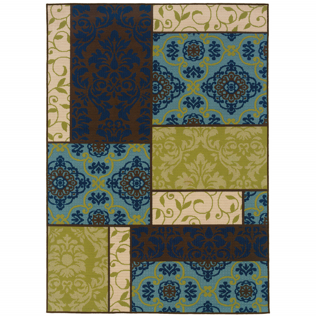 2' X 4' Brown Geometric Stain Resistant Indoor Outdoor Area Rug