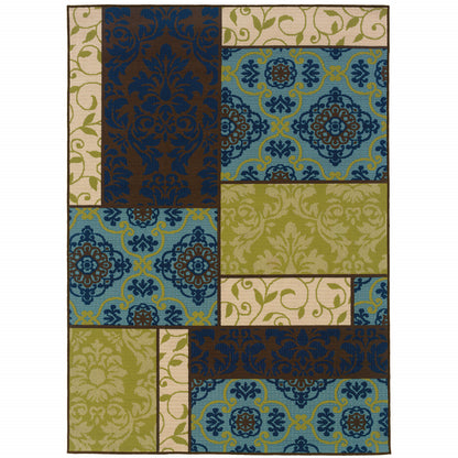 4' x 6' Brown Geometric Stain Resistant Indoor Outdoor Area Rug