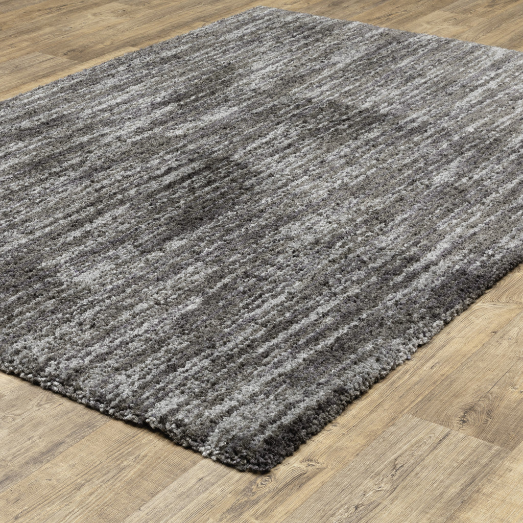 10' X 13' Charcoal Shag Power Loom Stain Resistant Area Rug