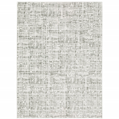 8' X 11' White And Grey Abstract Power Loom Stain Resistant Area Rug