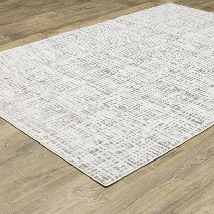 8' X 11' White And Grey Abstract Power Loom Stain Resistant Area Rug