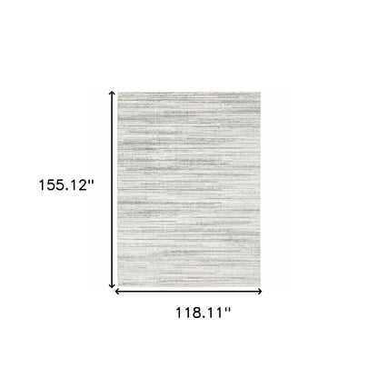 10' X 13' White And Grey Abstract Power Loom Stain Resistant Area Rug