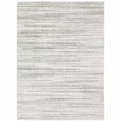 10' X 13' White And Grey Abstract Power Loom Stain Resistant Area Rug