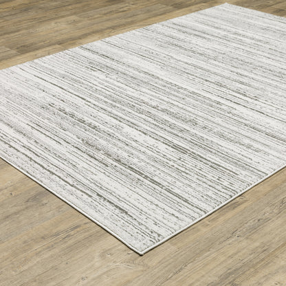 10' X 13' White And Grey Abstract Power Loom Stain Resistant Area Rug