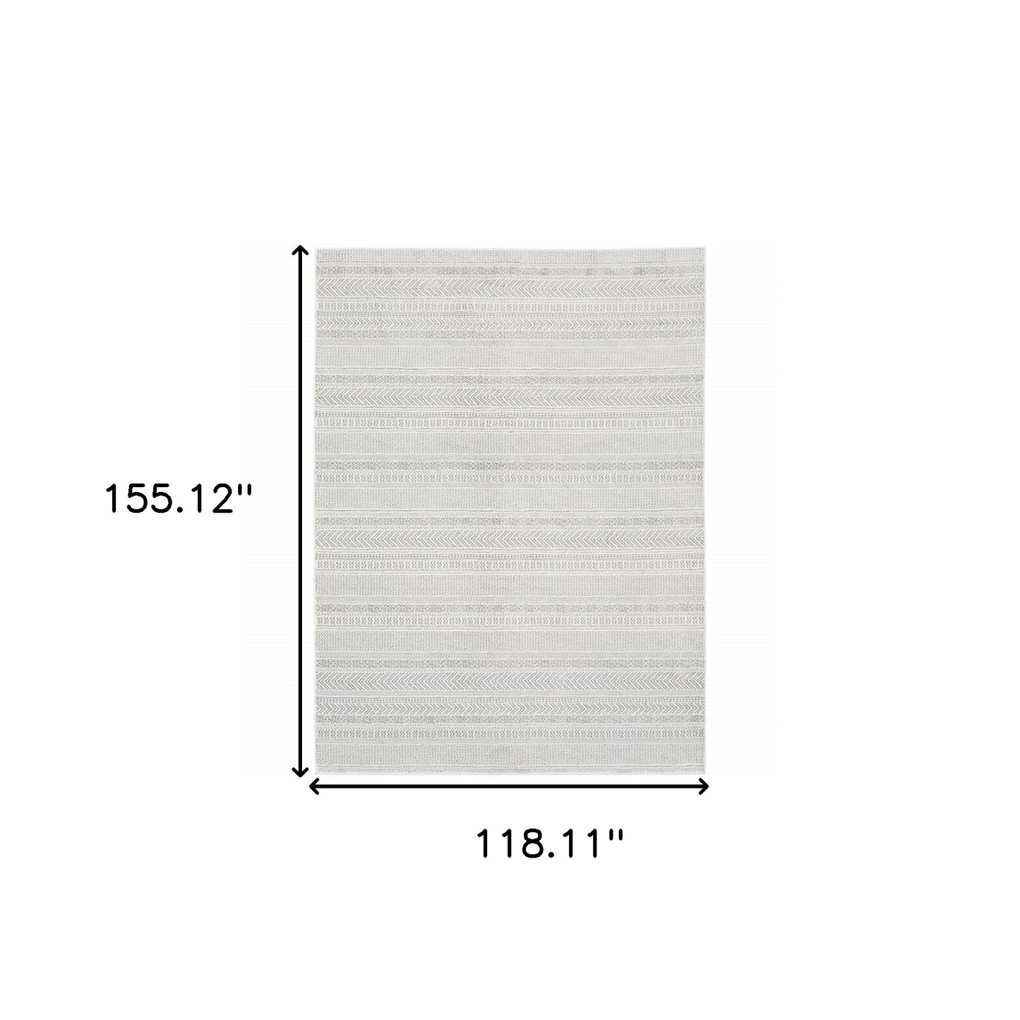 10' X 13' White And Grey Geometric Power Loom Stain Resistant Area Rug