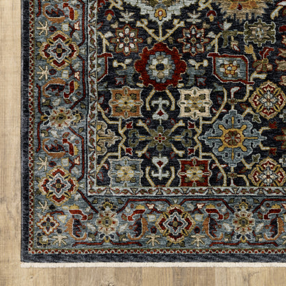 10' X 13' Blue Red Beige Orange Green And Rust Oriental Power Loom Stain Resistant Area Rug With Fringe