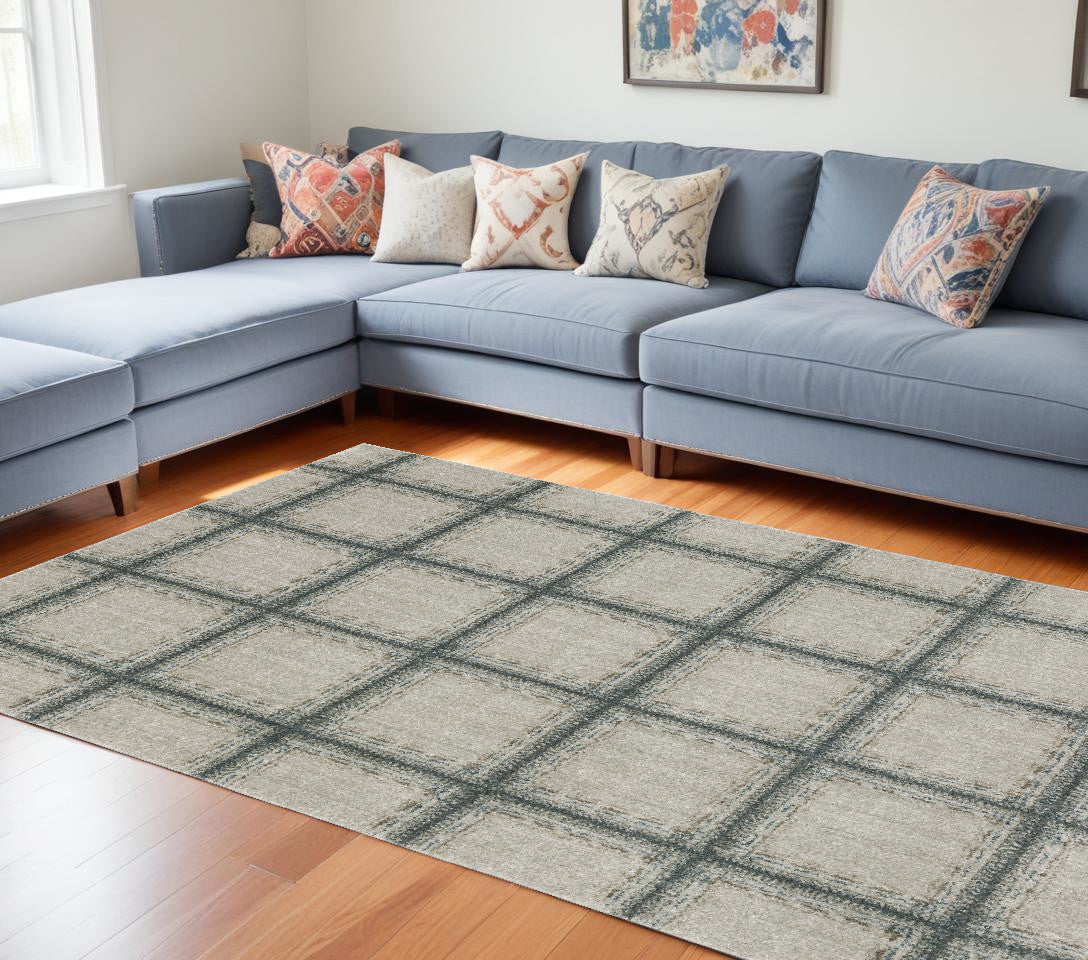 10' X 13' Gray Geometric Power Loom Area Rug