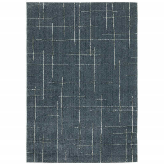 10' X 13' Blue and Gray Geometric Power Loom Area Rug