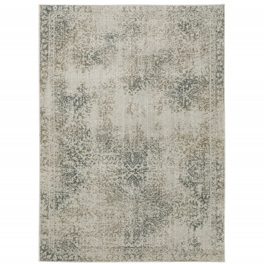 10' X 13' Gray Oriental Power Loom Area Rug