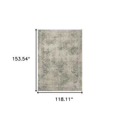 10' X 13' Gray Oriental Power Loom Area Rug