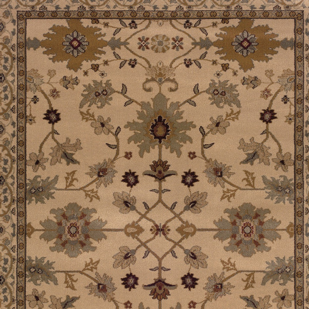 10' X 13' Ivory Oriental Power Loom Stain Resistant Area Rug