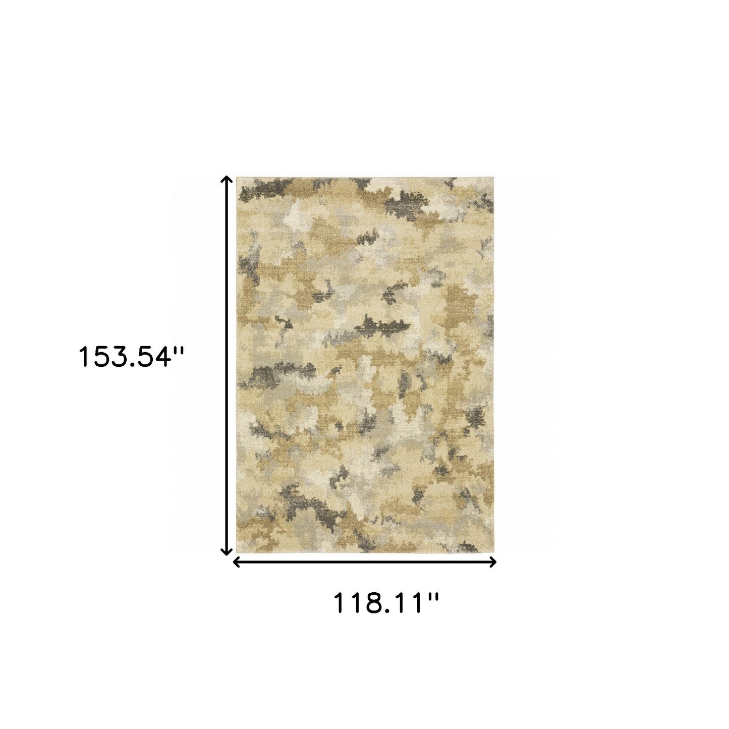 10' X 13' Beige Grey And Gold Abstract Power Loom Stain Resistant Area Rug