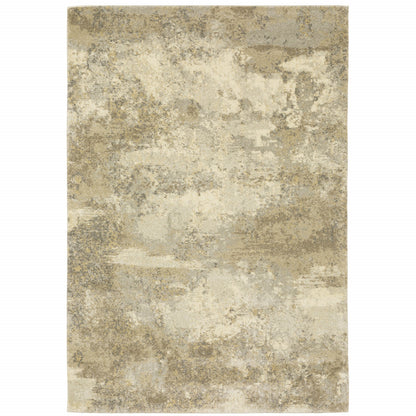 10' X 13' Beige and Gold Abstract Power Loom Area Rug