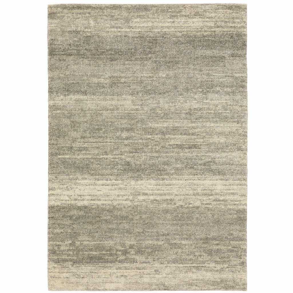 10' X 13' Grey Beige And Tan Abstract Power Loom Stain Resistant Area Rug